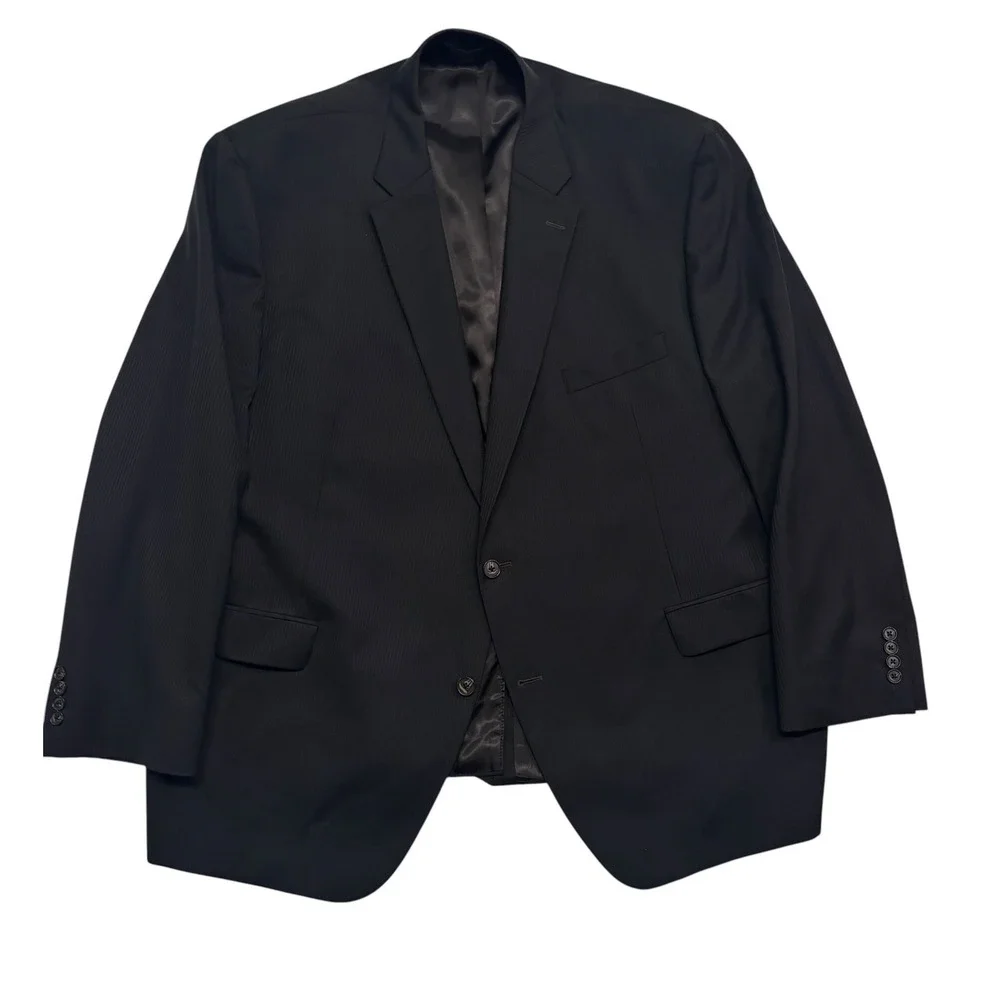 S Cohen 54R Black Brown Stripe Blazer Jacket Wool Sport Suit Coat Atlanta Mens
